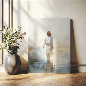 Jesus Walking on Water Wall Art Canvas Print, Christian Wall