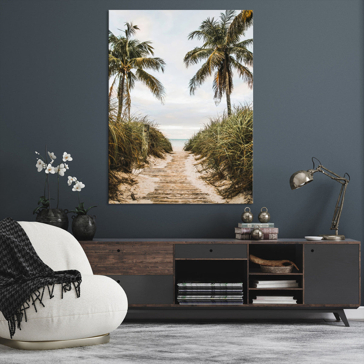 Tropical Beach Wall Art Canvas Print – Framed Coastal Palm