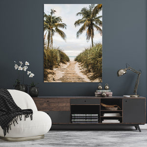 Tropical Beach Wall Art Canvas Print – Framed Coastal Palm