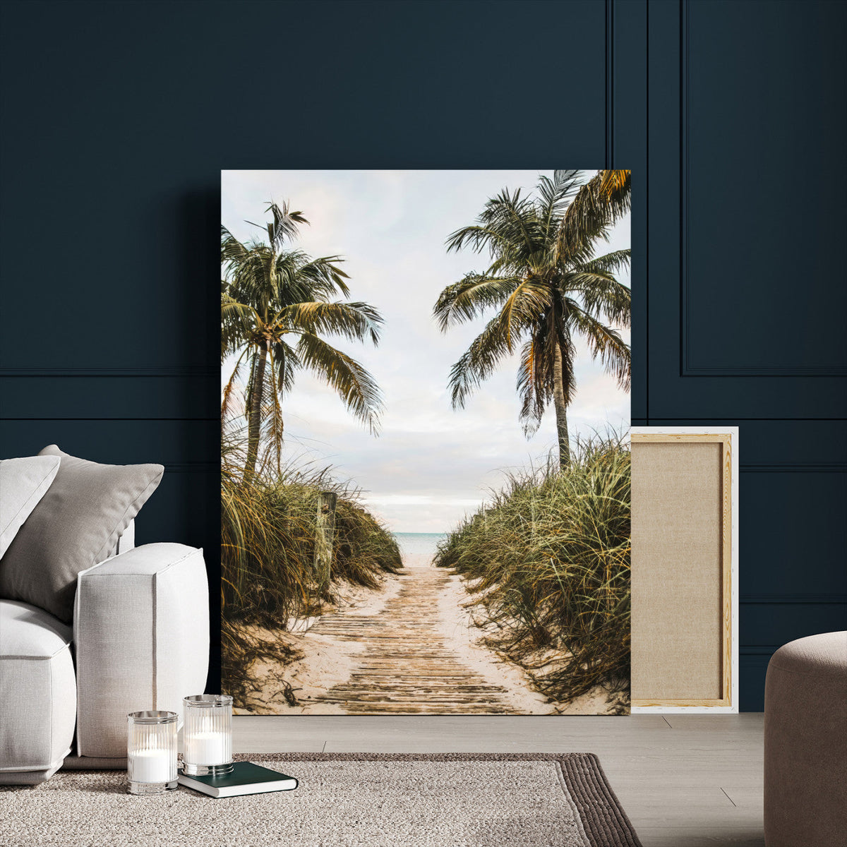 Tropical Palm Wall Art – Sandy Pathway Canvas Print, Ocean