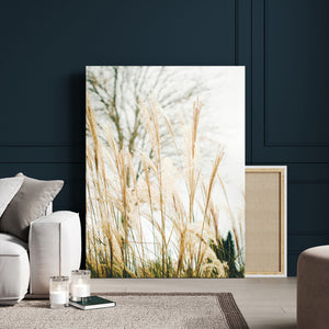 Pampas Grass Wall Art Canvas Print – Framed Neutral Tones