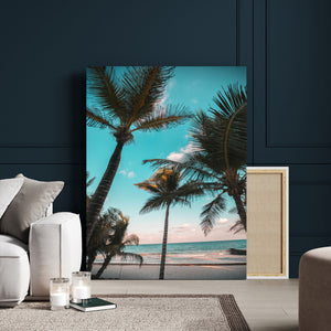 Palm Trees Wall Art Canvas Print – Framed Tropical Beach