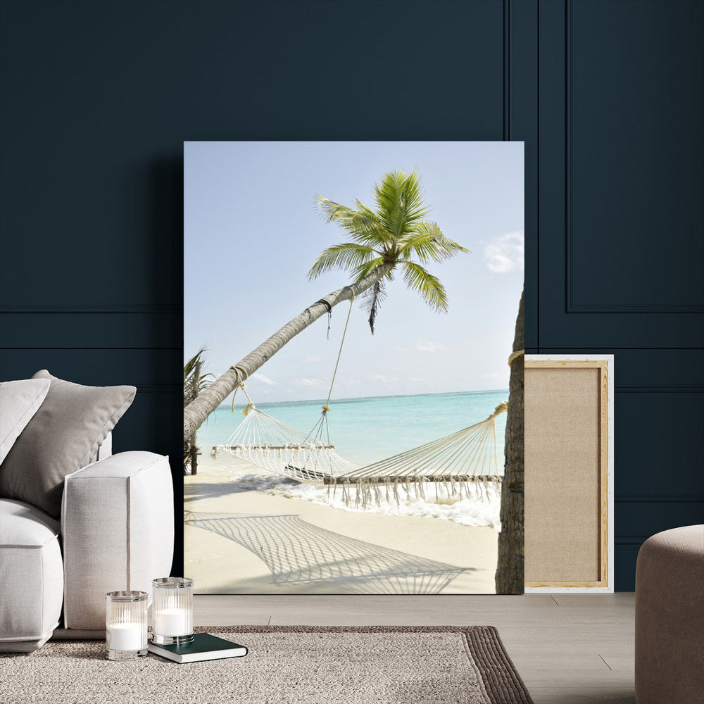 Beach Hammock Wall Art Canvas Print – Framed Tropical