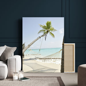 Beach Hammock Wall Art Canvas Print – Framed Tropical