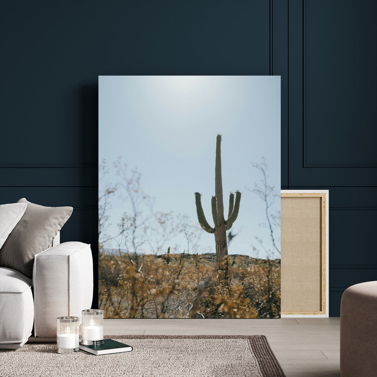 Saguaro Cactus Wall Art Canvas Print – Framed Southwestern