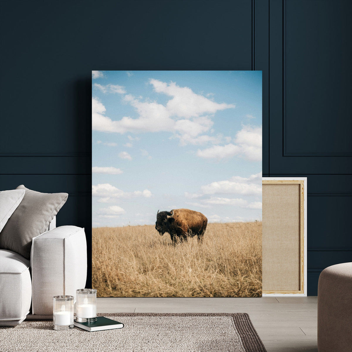 Bison Photography Wall Art Canvas Print – Framed Western