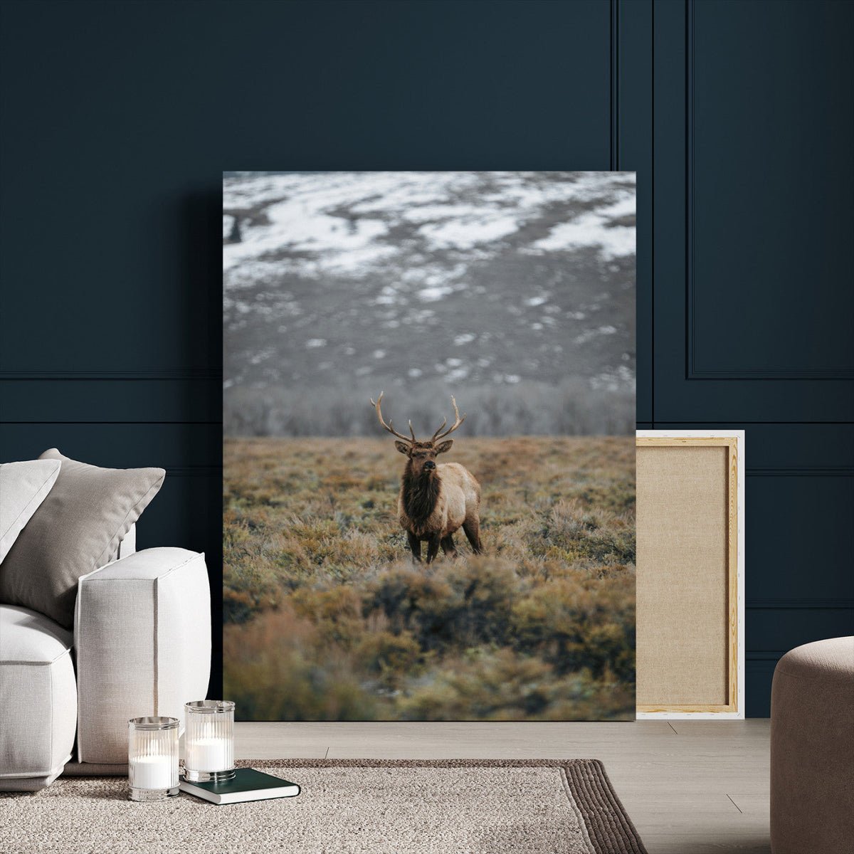 Wild Elk Wall Art Canvas Print – Framed Mountain Wilderness