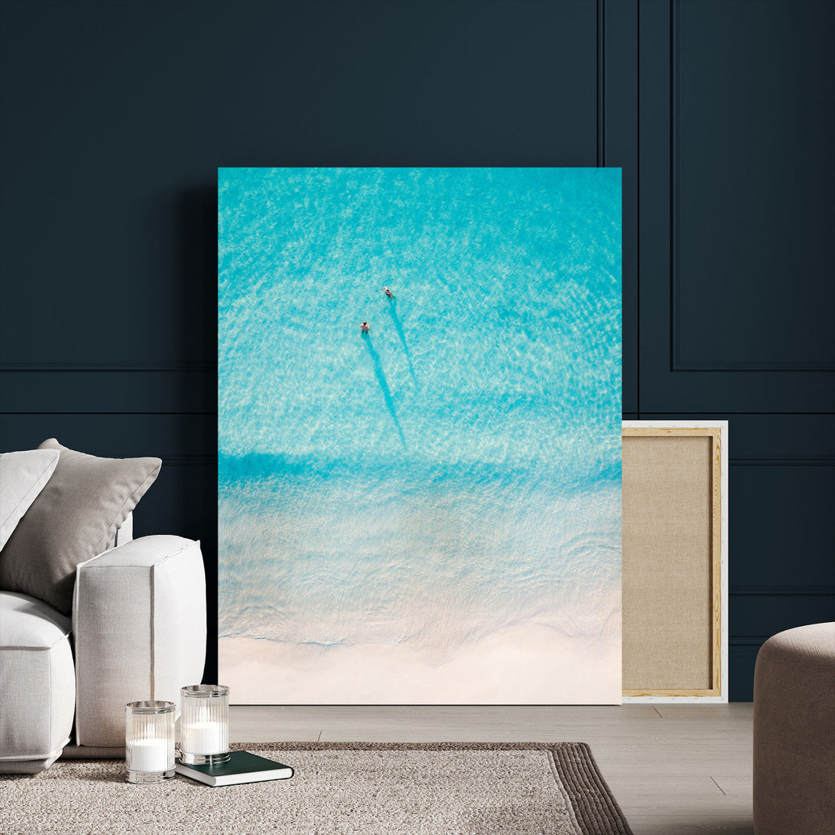 Aerial Turquoise Beach Wall Art Canvas Print – Minimal