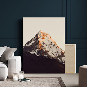 Golden Peak Mountain Wall Art Canvas Print, Minimal Alpine