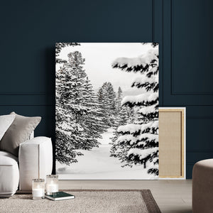 Winter Pine Forest Wall Art Canvas Print, Minimal Winter