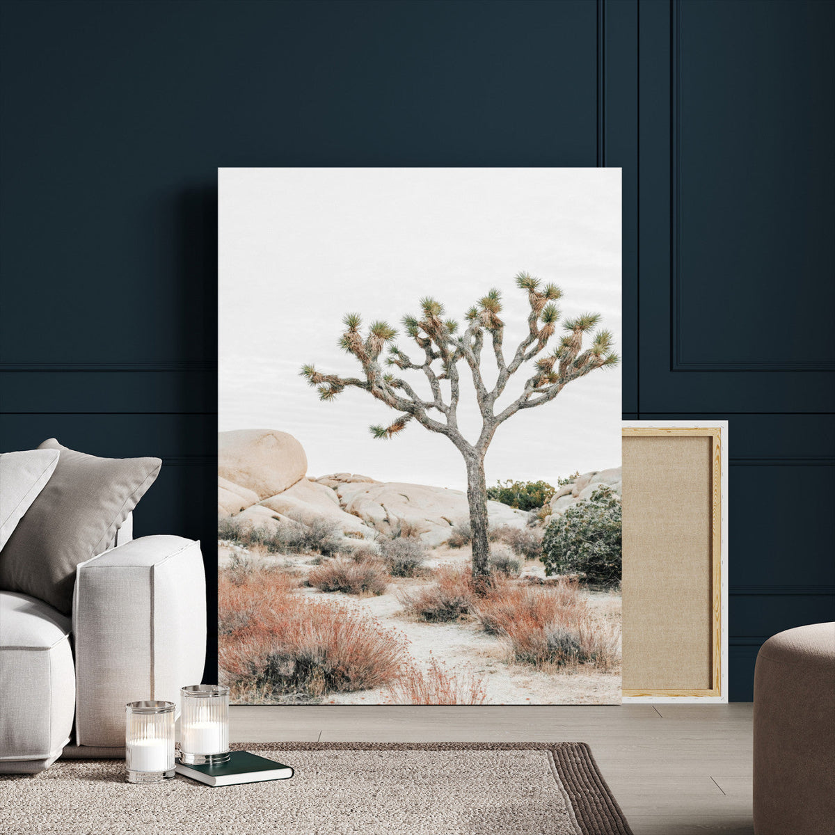 Joshua Tree Desert Wall Art Canvas Print, Minimal Southwest