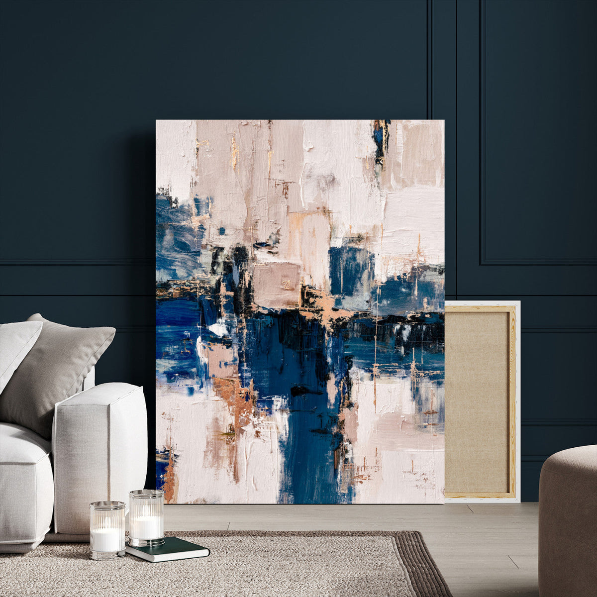 Abstract Navy Blue Wall Art Canvas Print