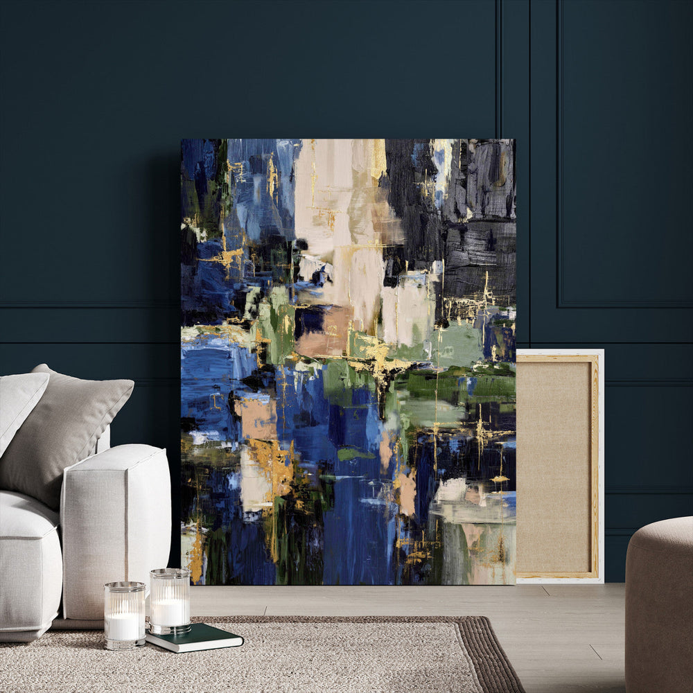 Abstract Dark Blue Wall Art Canvas Print