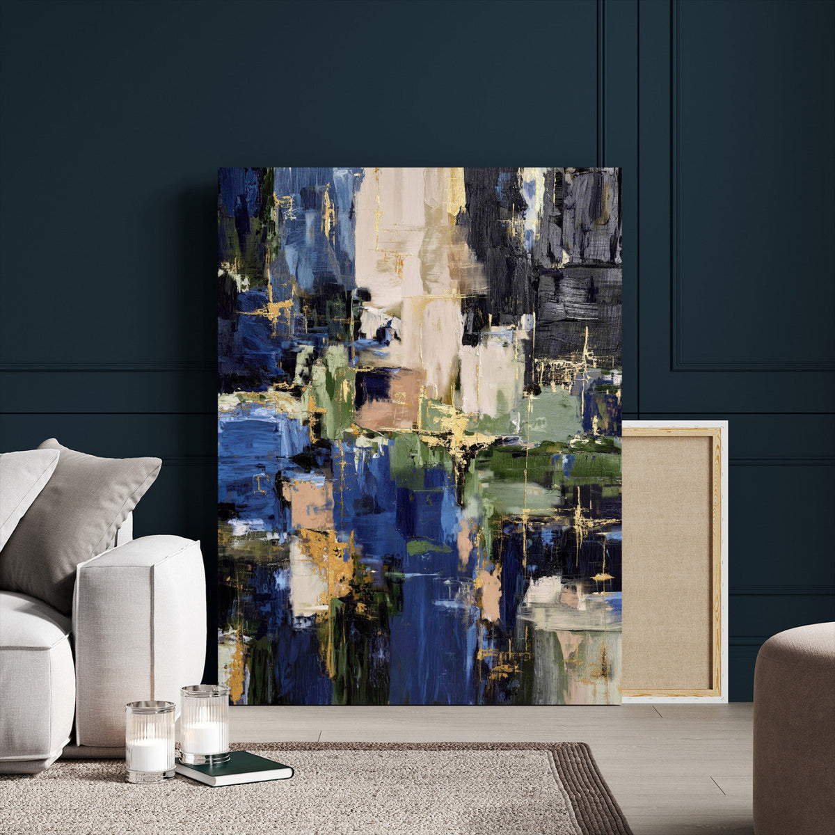 Abstract Dark Blue Wall Art Canvas Print