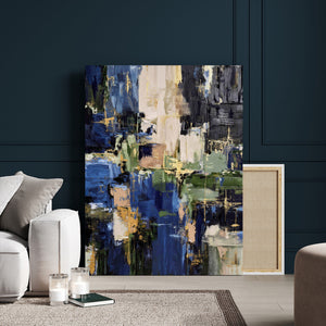 Abstract Dark Blue Wall Art Canvas Print