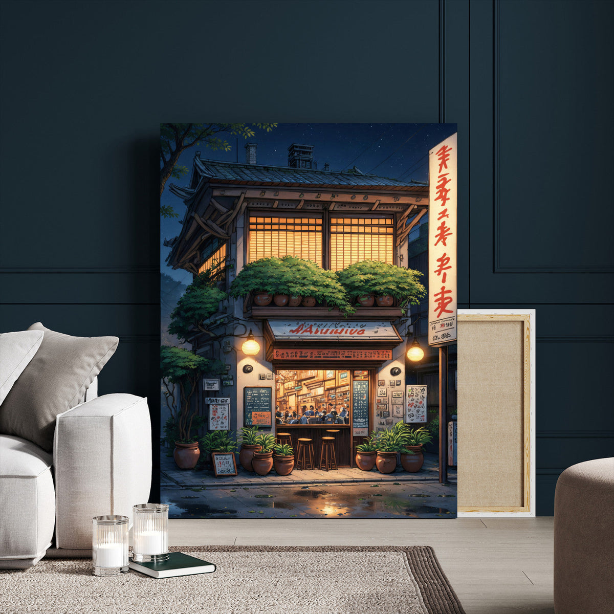 Evening at the Ramen Shop Canvas Wall Art — Japan Night