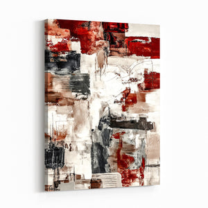 Blue Teal Abstract Canvas Wall Art, Modern Textured Painting Print, Navy Orange White Contemporary Art, Neutral Living Room Decor, Office Art