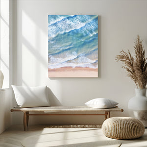 Aerial Ocean View Wall Art Canvas Print – Framed Soft Blue