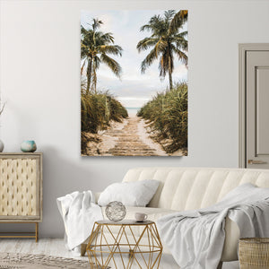 Tropical Beach Wall Art Canvas Print – Framed Coastal Palm