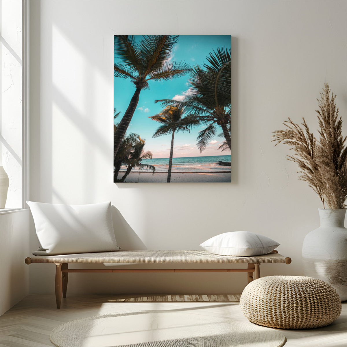 Palm Trees Wall Art Canvas Print – Framed Tropical Beach