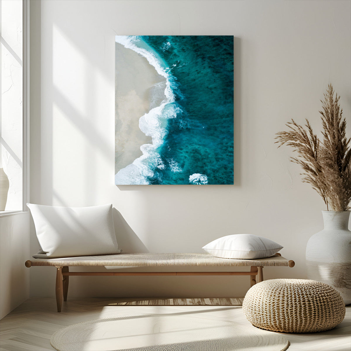 Aerial Ocean View Wall Art Canvas Print – Framed Coastal