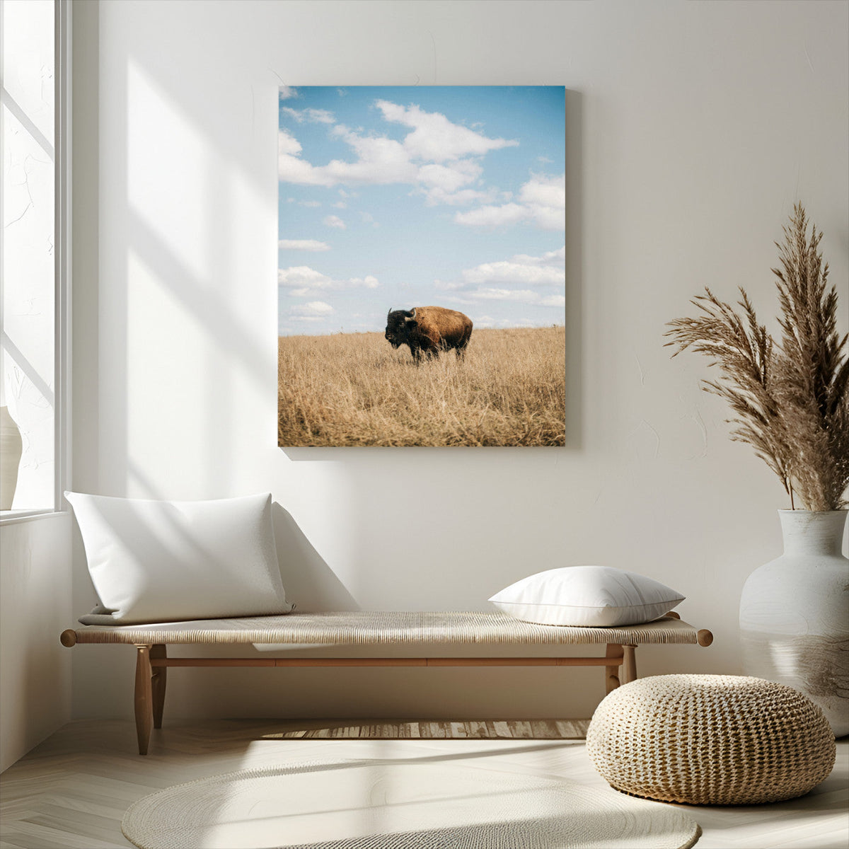 Bison Photography Wall Art Canvas Print – Framed Western