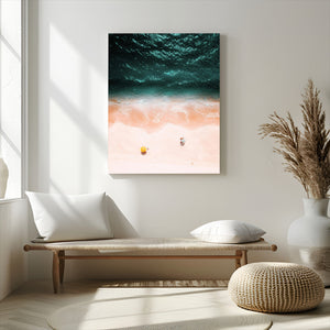 Aerial Serenity Wall Art Canvas Print – Gentle Waves Peach