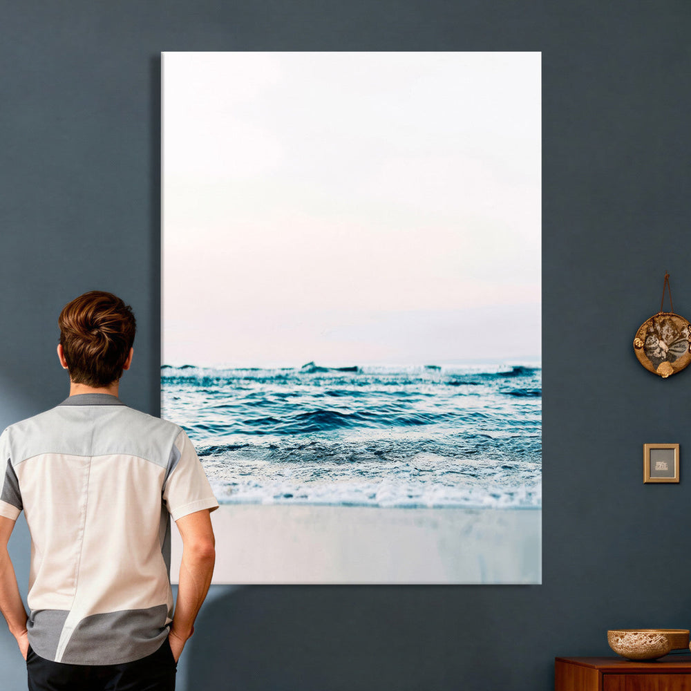 Minimal Ocean Wave Wall Art Canvas Print – Coastal Seascape