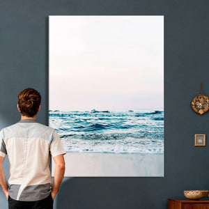 Minimal Ocean Wave Wall Art Canvas Print – Coastal Seascape