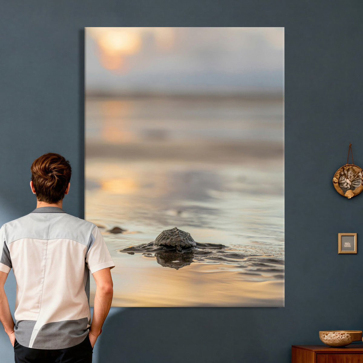 Sea Turtle Hatchling Wall Art Canvas Print – Soft Coastal