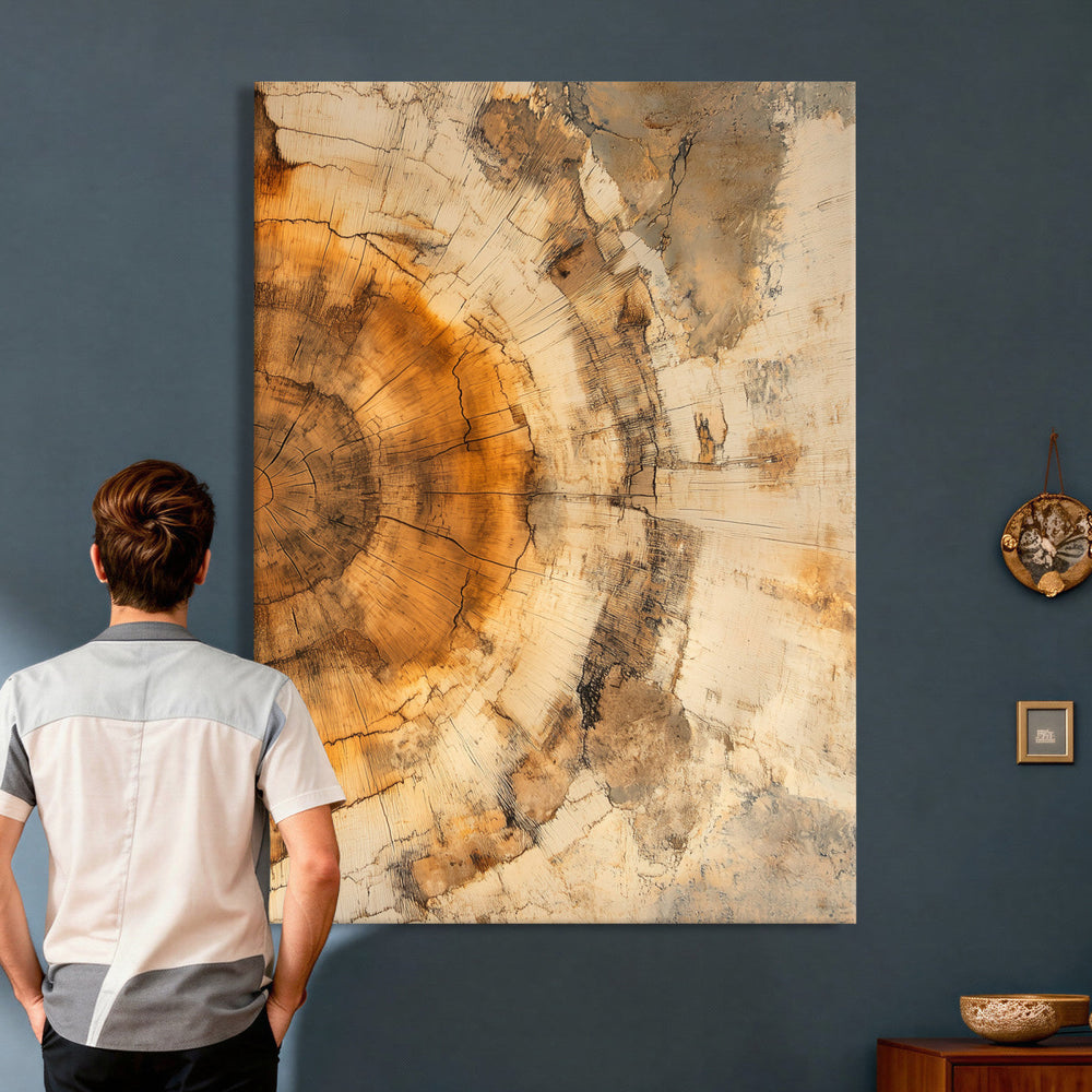 Abstract Wood Ring Wall Art Canvas Print – Natural Tree Ring
