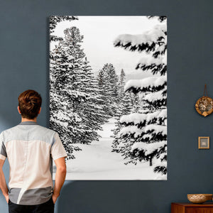 Winter Pine Forest Wall Art Canvas Print, Minimal Winter