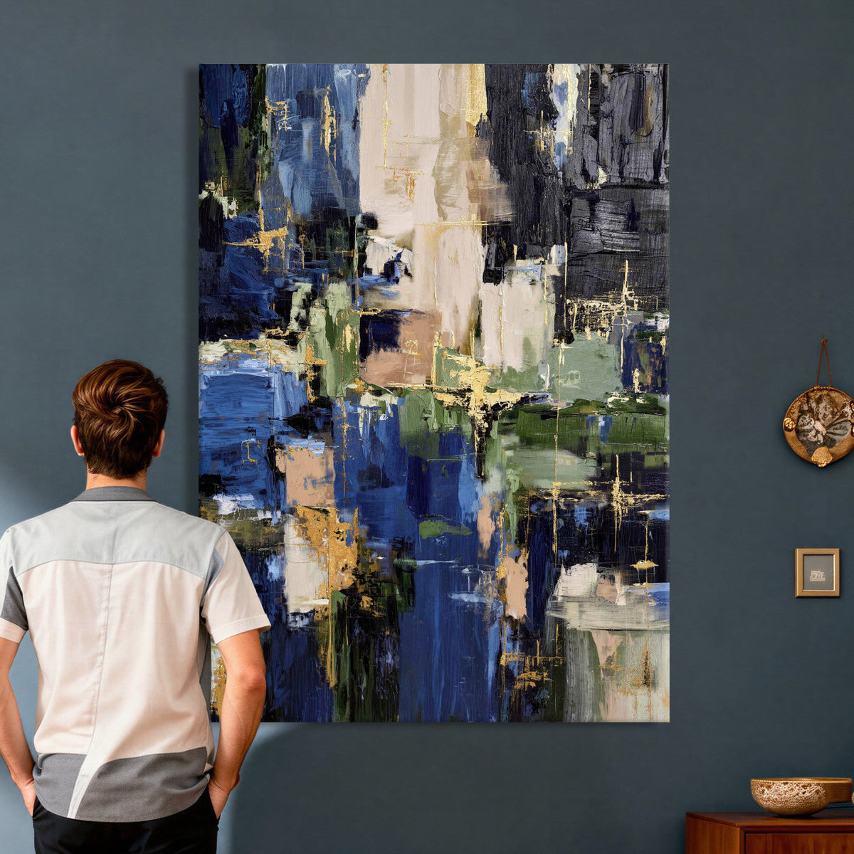 Abstract Dark Blue Wall Art Canvas Print