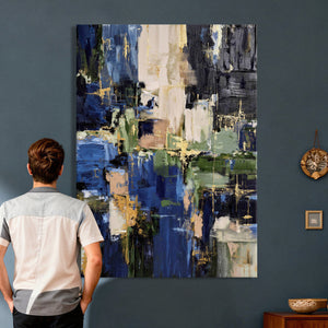 Abstract Dark Blue Wall Art Canvas Print
