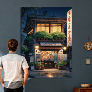 Evening at the Ramen Shop Canvas Wall Art — Japan Night
