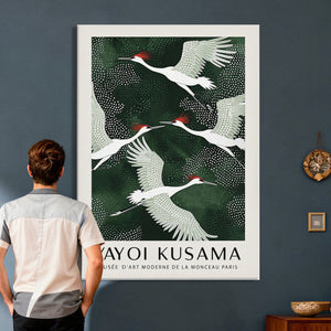 Yayoi Kusama Crane Bird Wall Art Canvas Print, Japanese