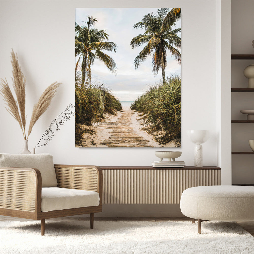 Tropical Beach Wall Art Canvas Print – Framed Coastal Palm