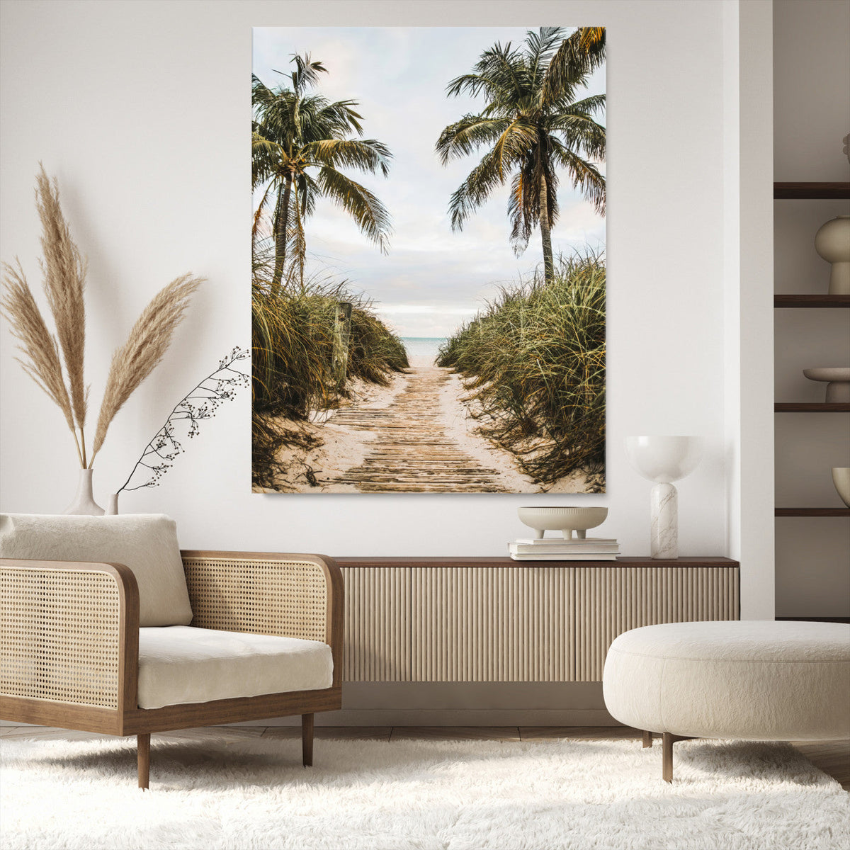 Tropical Beach Wall Art Canvas Print – Framed Coastal Palm