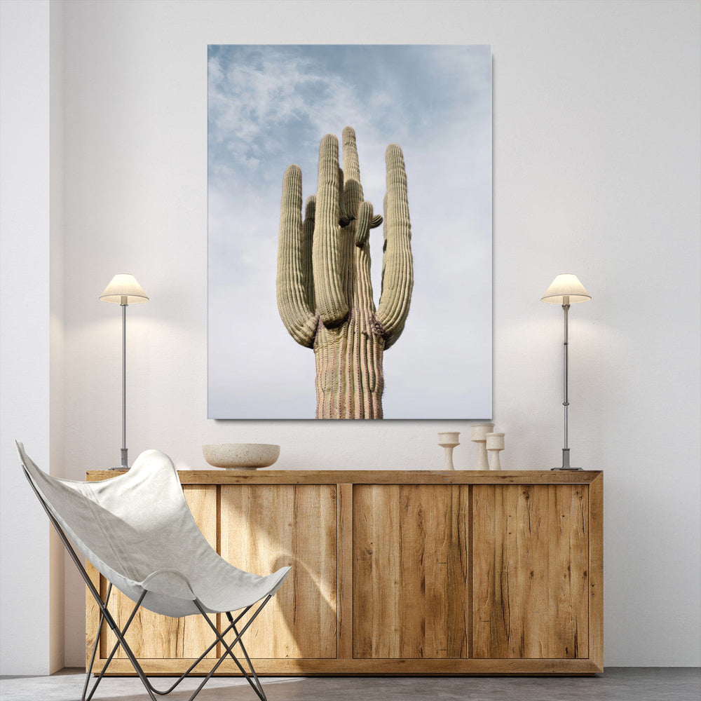 Saguaro Cactus Wall Art Canvas Print – Framed Earthy Desert