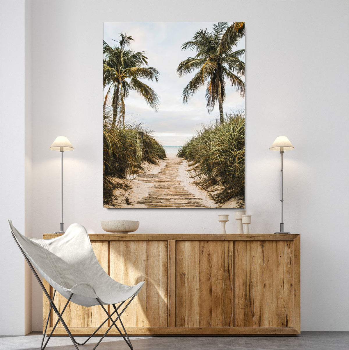 Tropical Beach Wall Art Canvas Print – Framed Coastal Palm