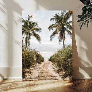 Tropical Palm Wall Art – Sandy Pathway Canvas Print, Ocean