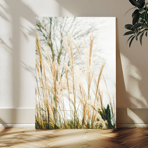 Pampas Grass Wall Art Canvas Print – Framed Neutral Tones