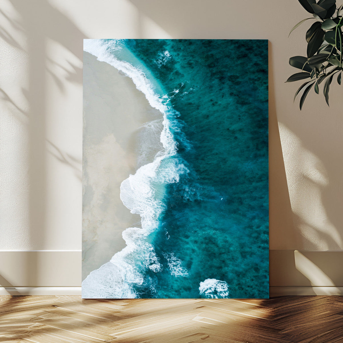 Aerial Ocean View Wall Art Canvas Print – Framed Coastal