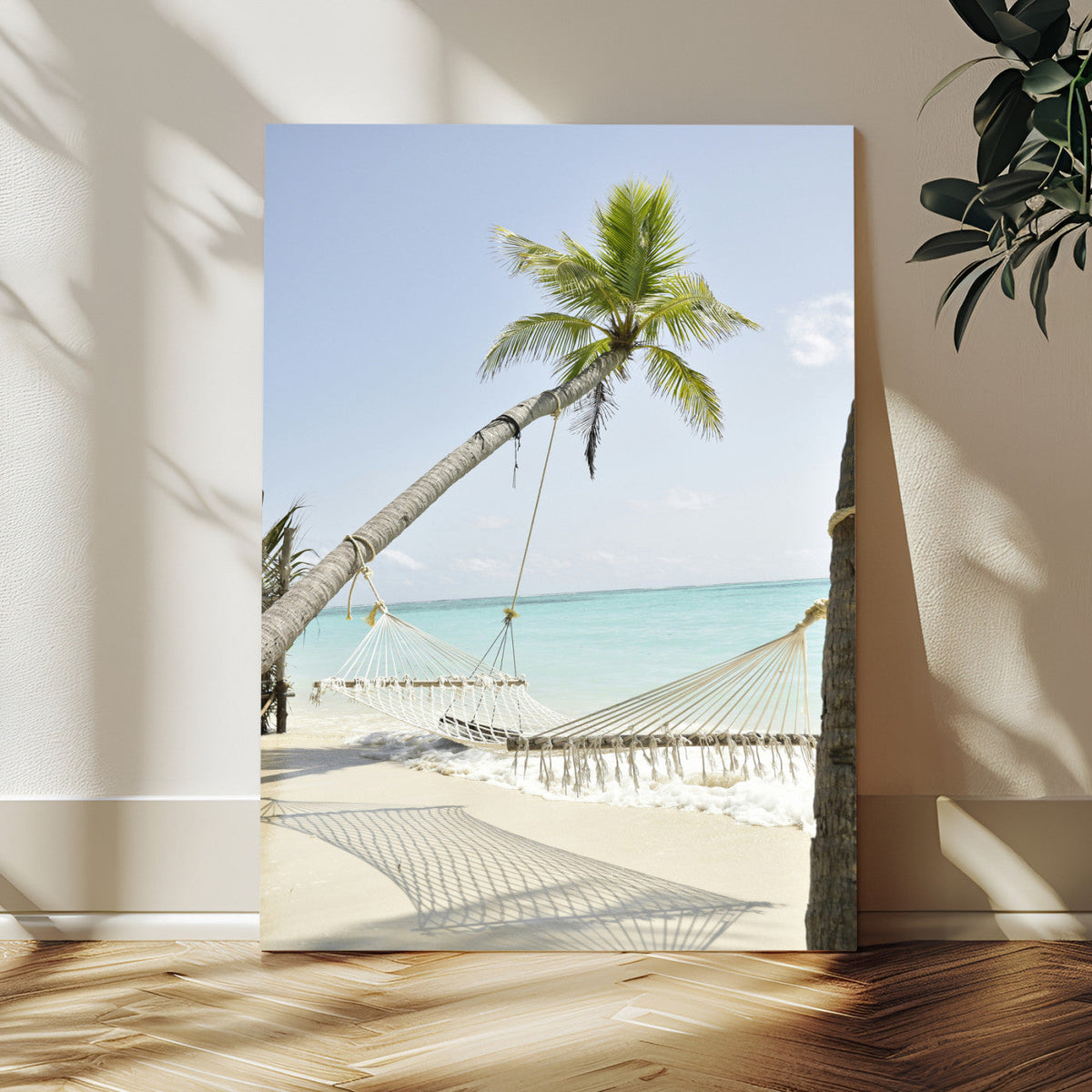 Beach Hammock Wall Art Canvas Print – Framed Tropical