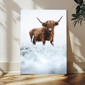 Highland Cow Wall Art Canvas Print – Framed Horned Scottish