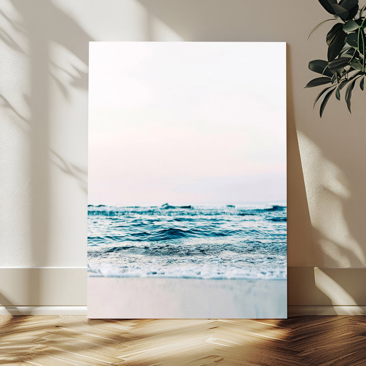 Minimal Ocean Wave Wall Art Canvas Print – Coastal Seascape