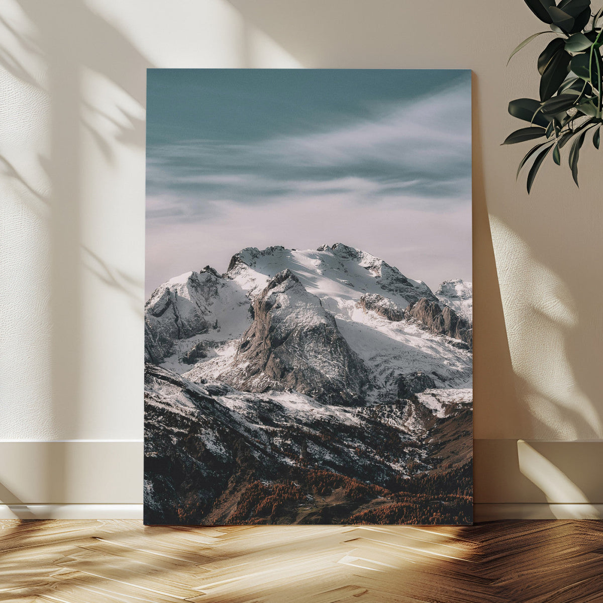 Alpine Mountain Landscape Wall Art Canvas Print, Snowy Peak