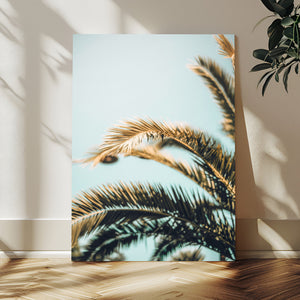 Palm Leaves Wall Art Canvas Print, Minimal Tropical Palm