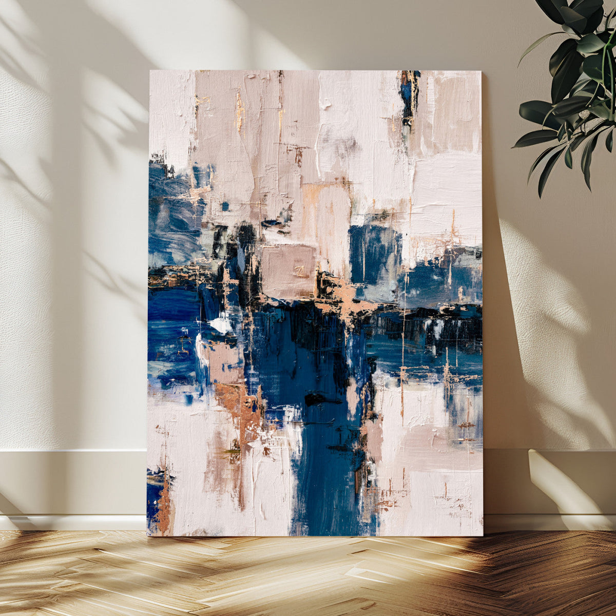 Abstract Navy Blue Wall Art Canvas Print