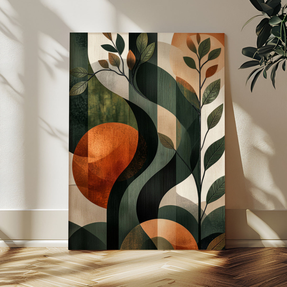 Abstract Green Flowers Wall Art Canvas Print
